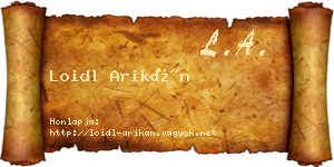 Loidl Arikán névjegykártya